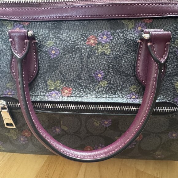 COACH Rowan Satchel Bag Crossbody Signature Canvas Country Floral Print - Picture 2 of 2